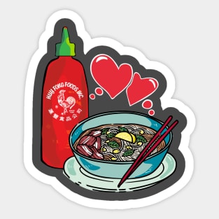 Pho & Sriracha love Sticker